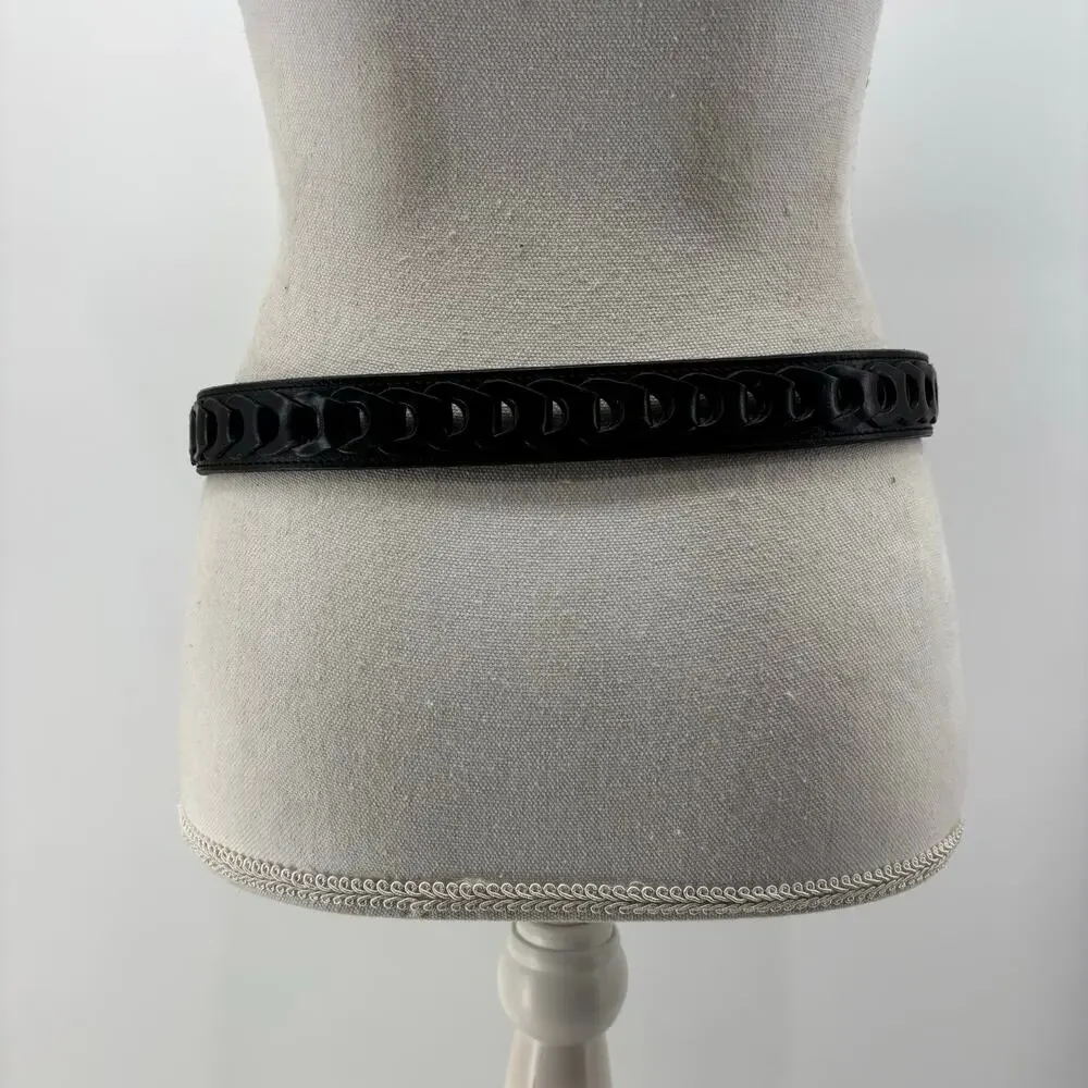 Men's Black Size 38 Genuine Leather Belt Casual Links Gold Buckle